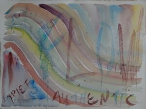 A painting of some kind of wave with the words " life is authentic ".