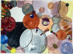 A painting of many different colored circles